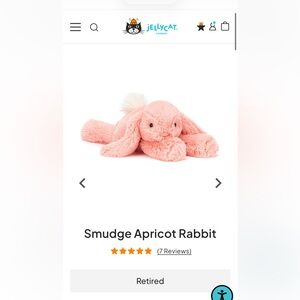 BNWT HTF Retired Jellycat Smudge Apricot Rabbit